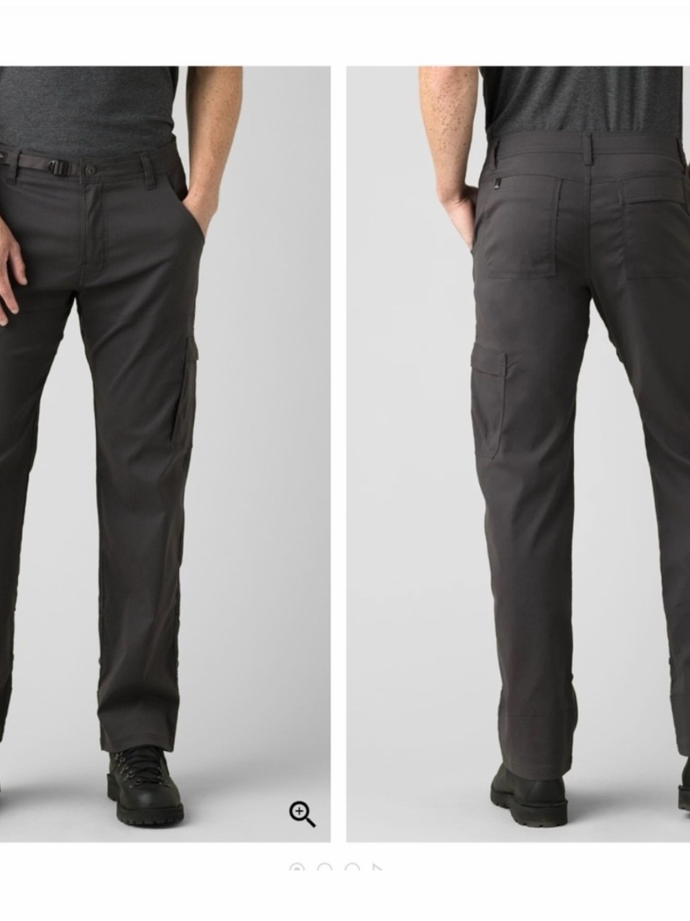 PrAna ORIGINAL Stretch Zion Pant Snap Roll Up Med x 32 1/2” Charcoal Gray Hiking - Picture 16 of 16